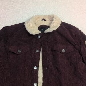 Aeropostale Maroon Corduroy Jacket with Cream Sherpa Lining